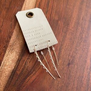 Anthropologie Boho Delicate Gold Tone Crystal-Hook Hoop Earrings